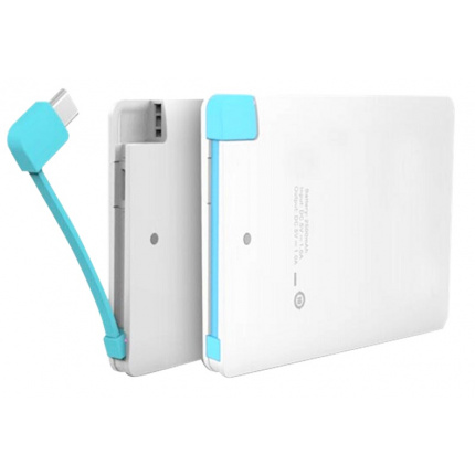 Flache Powerbank mit integriertem USB-Kabel  2.500 mAh - Topgiving